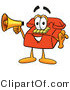 Illustration of a Red Cartoon Telephone Mascot Holding a Megaphone by Mascot Junction