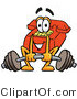 Illustration of a Red Cartoon Telephone Mascot Lifting a Heavy Barbell by Mascot Junction