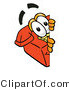 Illustration of a Red Cartoon Telephone Mascot Peeking Around a Corner by Mascot Junction
