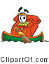 Illustration of a Red Cartoon Telephone Mascot Rowing a Boat by Mascot Junction