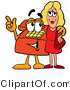 Illustration of a Red Cartoon Telephone Mascot Talking to a Pretty Blond Woman by Mascot Junction