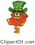 Illustration of a Red Cartoon Telephone Mascot Wearing a Saint Patricks Day Hat with a Clover on It by Mascot Junction