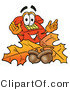 Illustration of a Red Cartoon Telephone Mascot with Autumn Leaves and Acorns in the Fall by Mascot Junction