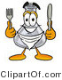 Illustration of a Science Beaker Mascot Holding a Knife and Fork by Mascot Junction