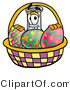 Illustration of a Science Beaker Mascot in an Easter Basket Full of Decorated Easter Eggs by Mascot Junction