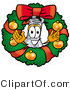 Illustration of a Science Beaker Mascot in the Center of a Christmas Wreath by Mascot Junction