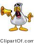 Illustration of a Science Beaker Mascot Screaming into a Megaphone by Mascot Junction