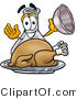 Illustration of a Science Beaker Mascot Serving a Thanksgiving Turkey on a Platter by Mascot Junction