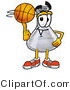 Illustration of a Science Beaker Mascot Spinning a Basketball on His Finger by Mascot Junction