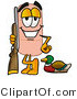 Illustration of an Adhesive Bandage Mascot Duck Hunting, Standing with a Rifle and Duck by Mascot Junction