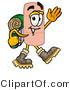 Illustration of an Adhesive Bandage Mascot Hiking and Carrying a Backpack by Mascot Junction