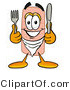 Illustration of an Adhesive Bandage Mascot Holding a Knife and Fork by Mascot Junction