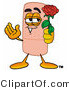 Illustration of an Adhesive Bandage Mascot Holding a Red Rose on Valentines Day by Mascot Junction