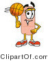 Illustration of an Adhesive Bandage Mascot Spinning a Basketball on His Finger by Mascot Junction