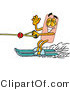 Illustration of an Adhesive Bandage Mascot Waving While Water Skiing by Mascot Junction