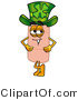 Illustration of an Adhesive Bandage Mascot Wearing a Saint Patricks Day Hat with a Clover on It by Mascot Junction