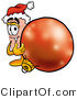 Illustration of an Adhesive Bandage Mascot Wearing a Santa Hat, Standing with a Christmas Bauble by Mascot Junction