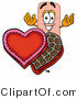 Illustration of an Adhesive Bandage Mascot with an Open Box of Valentines Day Chocolate Candies by Mascot Junction