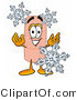 Illustration of an Adhesive Bandage Mascot with Three Snowflakes in Winter by Mascot Junction