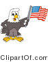 Vector Illustration of a Bald Eagle Mascot Waving an American Flag by Mascot Junction