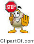 Vector Illustration of a Baseball Mascot Holding a Stop Sign by Mascot Junction