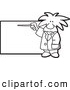 Vector Illustration of a Black and White Albert Einstein Scientist Pointing to a Sign by Mascot Junction