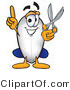 Vector Illustration of a Blimp Mascot Holding a Pair of Scissors by Mascot Junction