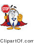 Vector Illustration of a Blimp Mascot Holding a Stop Sign with His Arm out in Front by Mascot Junction