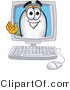 Vector Illustration of a Blimp Mascot Waving from a Computer Screen by Mascot Junction