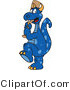 Vector Illustration of a Blue Cartoon Dragon Mascot Batting During a Baseball Game by Mascot Junction