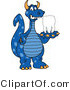 Vector Illustration of a Blue Cartoon Dragon Mascot Holding a Tooth by Mascot Junction