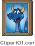 Vector Illustration of a Blue Cartoon Dragon Mascot Portrait by Mascot Junction