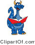 Vector Illustration of a Blue Cartoon Dragon Mascot Reading by Mascot Junction