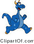 Vector Illustration of a Blue Cartoon Dragon Mascot Running by Mascot Junction