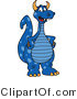 Vector Illustration of a Blue Cartoon Dragon Mascot with Hands on His Hips by Mascot Junction