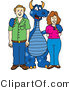 Vector Illustration of a Blue Cartoon Dragon Mascot with Parents by Mascot Junction