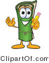 Vector Illustration of a Carpet Roll Mascot Holding a Pencil by Mascot Junction
