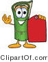 Vector Illustration of a Carpet Roll Mascot Holding a Red Price Tag by Mascot Junction