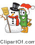 Vector Illustration of a Carpet Roll Mascot with a Snowman on Christmas by Mascot Junction