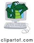 Vector Illustration of a Cartoon Alligator Mascot Emerging from a Computer Screen by Mascot Junction