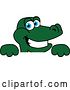 Vector Illustration of a Cartoon Alligator Mascot over a Sign by Mascot Junction