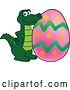 Vector Illustration of a Cartoon Alligator Mascot with an Easter Egg by Mascot Junction