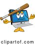 Vector Illustration of a Cartoon Baseball Bat Bashing a PC Computer Mascot by Mascot Junction