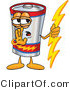 Vector Illustration of a Cartoon Battery Mascot Holding a Bolt of Energy and Whispering by Mascot Junction