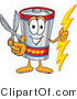 Vector Illustration of a Cartoon Battery Mascot Holding a Pair of Scissors by Mascot Junction