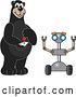 Vector Illustration of a Cartoon Black Bear School Mascot Controlling a Robot by Mascot Junction