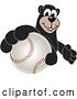 Vector Illustration of a Cartoon Black Bear School Mascot Grabbing a Baseball by Mascot Junction