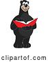 Vector Illustration of a Cartoon Black Bear School Mascot Reading a Book by Mascot Junction