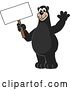 Vector Illustration of a Cartoon Black Bear School Mascot Waving and Holding a Blank Sign by Mascot Junction