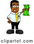 Vector Illustration of a Cartoon Black Business Man Mascot Holding a Dollar Bill by Mascot Junction